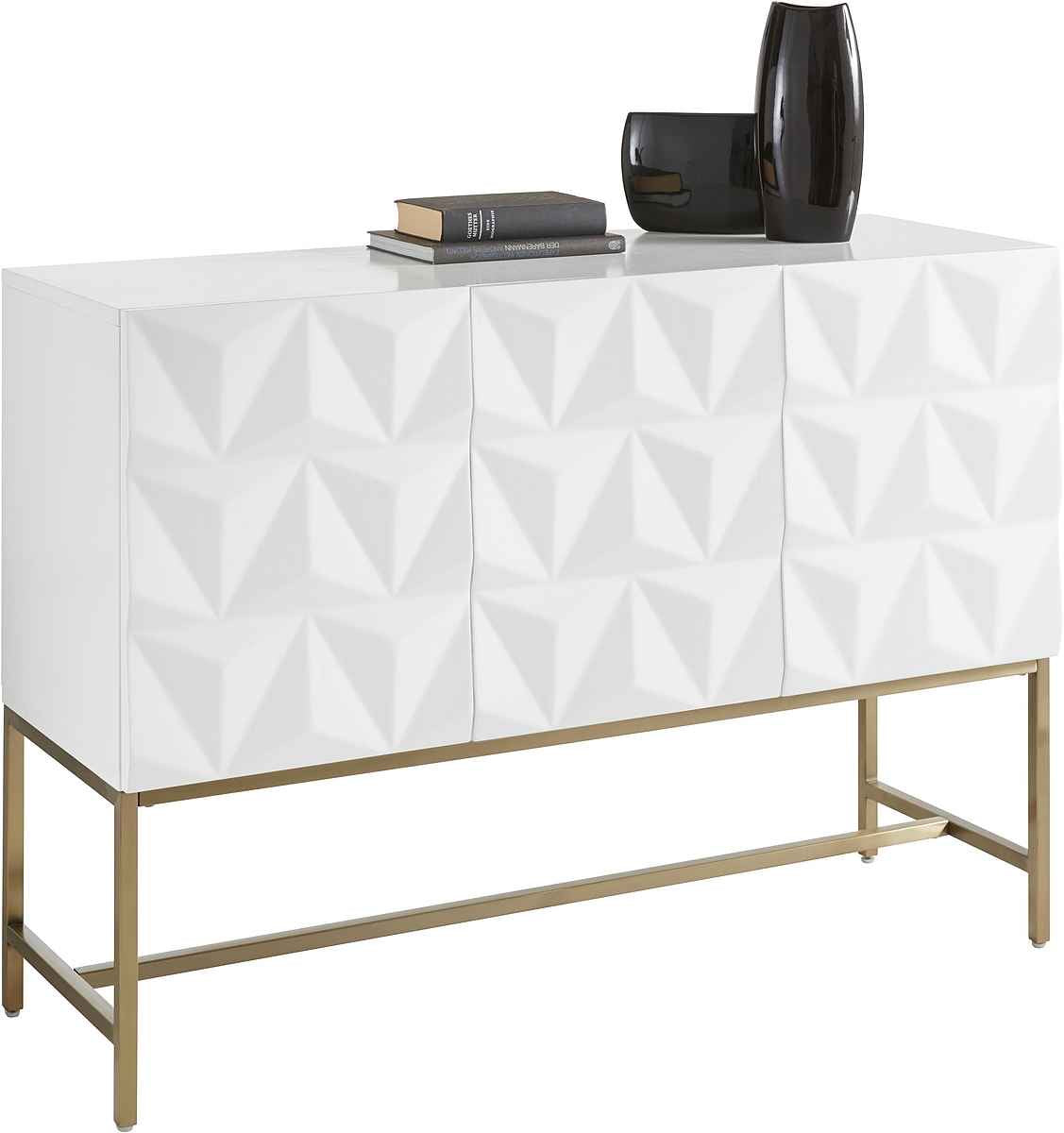 Leonique Sideboard Rovuma in 3D-Optik und goldfarbenem Metallgestell