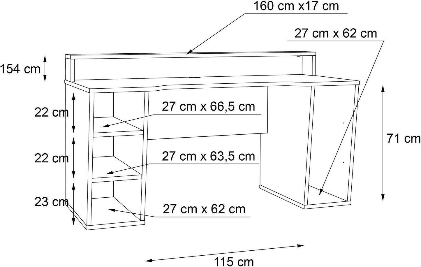 FORTE Gamingtisch Tezaur